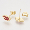 Brass Stud Earrings EJEW-S201-178-2