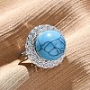 Natural & Synthetic Mixed Gemstone Round Adjustable Finger Rings RJEW-K241-05P-2