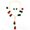 Christmas Polyester Pompom Ball Necklaces & Dangle Earring Sets FS-WG24699-02-1