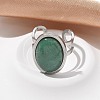 Oval Natural Green Aventurine Finger Rings RJEW-M062-02P-17-4