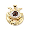 Evil Eye with Moon Brass Micro Pave Clear Cubic Zirconia Pendants KK-G419-10G-03-2