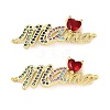 Mother's Day Brass Micro Pave Cubic Zirconia Word Love Heart Mama Connector Charms KK-M324-01B-G-1