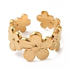 304 Stainless Steel Flower Open Cuff Rings for Women RJEW-D012-09G-2