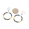 4 Pairs 4 Color Glass Seed Beaded Big Circle Dangle Earrings Set EJEW-TA00178-3