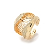 Brass Micro Pave Clear Cubic Zirconia Open Cuff Rings for Women RJEW-A059-05G-2