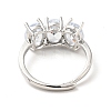 Clear Cubic Zirconia Oval Adjustable Ring RJEW-I087-13-4