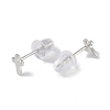 Anti-Tarnish Rhodium Plated Cross 999 Sterling Silver Stud Earrings for Women EJEW-S215-23P-3