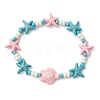 Synthetic Turquoise Beads Stretch Bracelets BJEW-JB12019-01-2