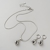Teardrop Brass & Cubic Zirconia Pendant Necklaces & Hoop Earrings Jewelry Set for Women SJEW-WH0008-05P-02-1