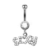 316L Surgical Stainless Steel Rhinestone Word Sexy Dangle Bell Rings WGB0917-01-4