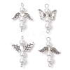 Shell Pearl Beaded Angel Connector Charms PALLOY-JF03015-1