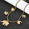 316L Surgical Stainless Steel Baby Elephant Mother Elephant Bib Necklaces for Mother's Day NJEW-D297-02G-3