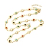 Colorful Enamel Flower Link Chain Necklaces NJEW-G100-04G-1