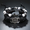 2Pcs Narutal Howlite Braided Bead Bracelets for Men PW-WG2CB75-06-1