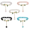 Glass Bead Charm Bracelets BJEW-YW00007-01-2