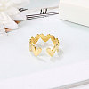 Heart Brass Micro Pave Clear Cubic Zirconia Cuff Rings for Women FS-WG66D21-01-4