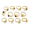316 Stainless Steel with Natural Mixed Gemstone Cuff Rings RJEW-Z098-01G-10-4