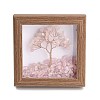 Natural Rose Quartz Chips Tree of Life with Wooden Photo Frame Decorations DJEW-B013-04C-1