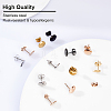   32Pcs 4 Colors Teardrop & Flat Round 304 Stainless Steel Stud Earring Findings STAS-PH0001-55-5