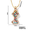 Brass Pave Colorful Cubic Zirconia Letter Pendant Box Chain Necklaces NU0575-9-1