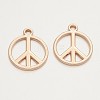 Cadmium Free & Nickel Free & Lead Free Alloy Peace Sign Pendants PALLOY-E391-29G-NR-1