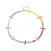 Faceted Round & Prism Dyed Natural Gemstone Beaded Chakra Pendants NJEW-JN05176-4