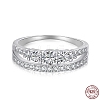 Rhodium Plated 925 Sterling Silver Micro Pave Clear Cubic Zirconia Finger Ring for Women RJEW-F150-12B-P-1