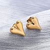 Ion Plating(IP) 304 Stainless Steel Heart Stud Earrings for Women X-EJEW-F300-09G-4
