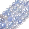 Electroplated Natural Agate Beads Strands G-B191-A07-6mm-16-2