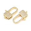 Square Brass Micro Pave Clear Cubic Zirconia Lobeter Claw Clasps KK-C162-018G-2