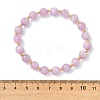 Natural Kunzite & Brass Beaded Stretch Bracelets for Women BJEW-JB14002-4
