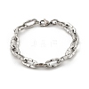 304 Stainless Steel Dapped Chain Bracelets for Women BJEW-F488-61P-4