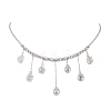 Glass Teardrop Charms Necklaces NJEW-TA00149-1