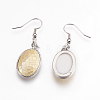 Natural Yellow Shell Dangle Earrings EJEW-F162-B01-2