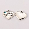 Wedding Theme Antique Silver Tone Tibetan Style Alloy Heart with Step Dad of Groom Rhinestone Charms LS-TIBEP-N005-23A-1