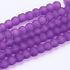 Purple Frosted Round Transparent Glass Bead Strands X-GLAA-S031-6mm-36-2