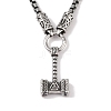 304 Stainless Steel Box Chain Viking Mjolnir Thor Hammer Pendant Necklaces for Men NJEW-K278-11AS-1