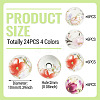 24Pcs 4 Colors Handmade Flower Printed Porcelain Ceramic Beads PORC-TADJ0001-07-4