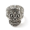 316 Stainless Steel Skull with Cross Finger Ring RJEW-C030-02E-AS-2