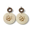 Flat Round & Ring Poplar Wood Engrave Big Pendants WOOD-G019-05B-1