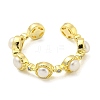 Natural Pearl Open Cuff Ring with Cubic Zirconia RJEW-H220-19G-2