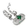 Rack Plating Brass Pave Green Glass Fold Over Clasps KK-B078-12P-3