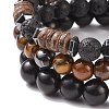 3Pcs 3 Style Natural & Synthetic Mixed Stone Stretch Bracelets Set with Wood Beaded for Women BJEW-JB08358-5