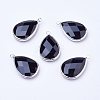 Silver Color Plated Brass Glass teardrop X-GLAA-M006-A-12S-1