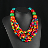 Bohemian Style Round Wood Beaded Multilayer Necklaces for Women WG93846-04-1