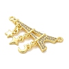 Brass Micro Pave Cubic Zirconia Connector Charms KK-S511-11G-2