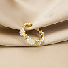 Flower Brass Micro Pave Clear Cubic Zirconia Cuff Rings for Women FS-WG9A424-01-4