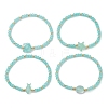 4Pcs 4 Styles Faceted Rondelle Glass Beaded Stretch Bracelets BJEW-JB10206-S-1