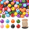 80Pcs 8 Colors Dyed Natural Wooden Beads WOOD-YW0001-90-1