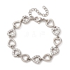 Brass Micro Pave Clear Cubic Zirconia Link Bracelets for Women BJEW-D342-03P-4